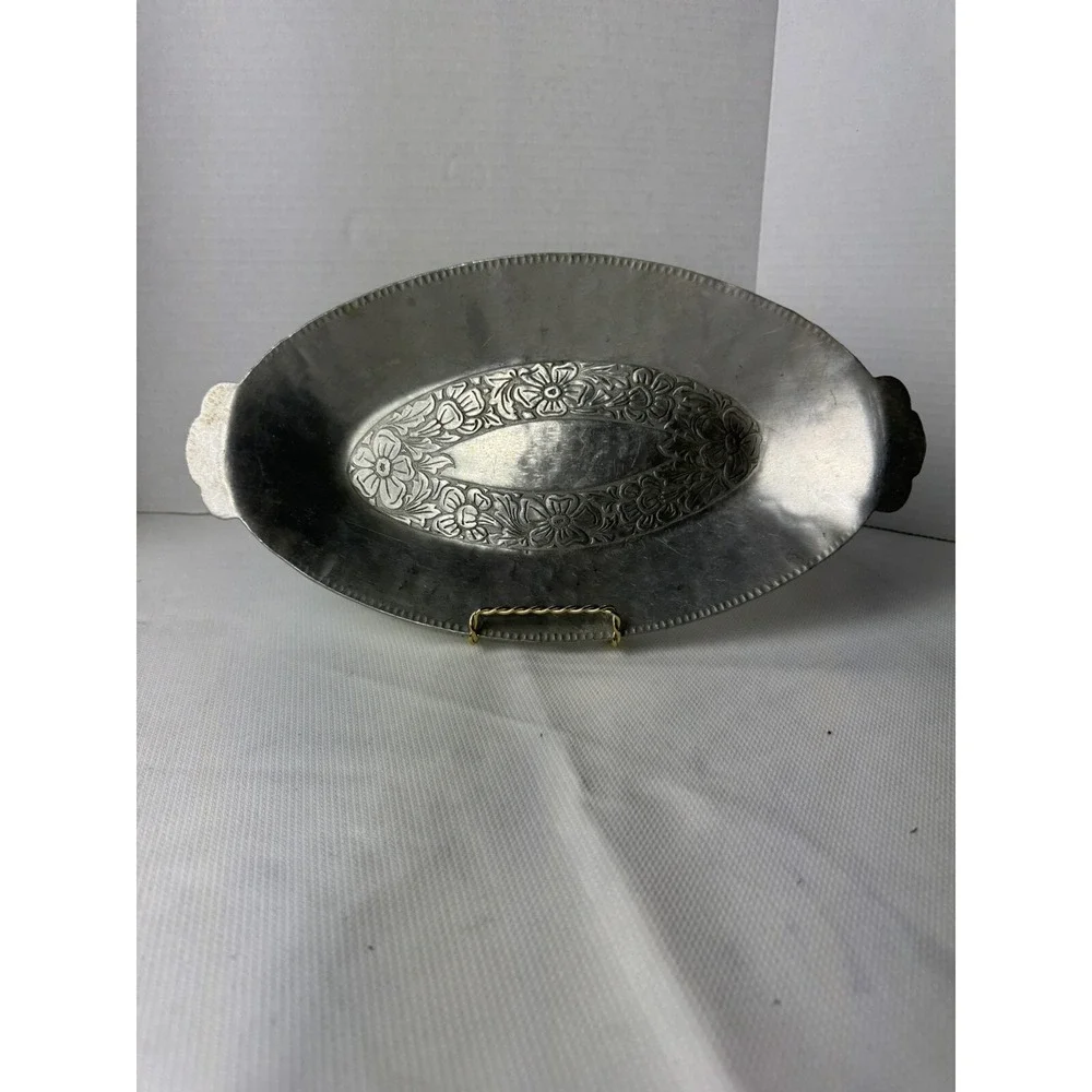 Hand‎ Forged Steel Serving Dish With Flowers